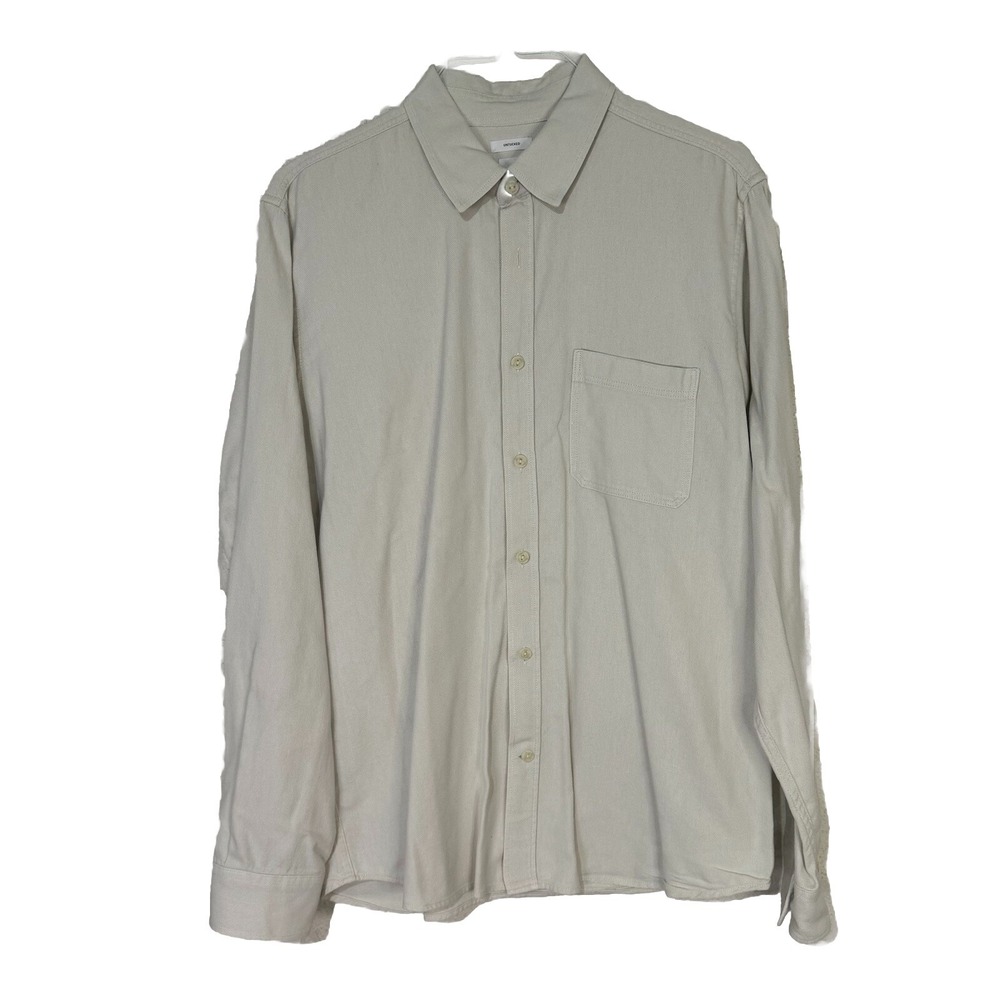 vintage gap men's long sleeve Beige casual button down‎ shirt L